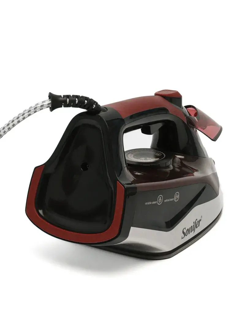 2200W Ceramic Coated Soleplate Electric Iron Steam, Anti-Drip System Steam Iron SF-9101 - Red