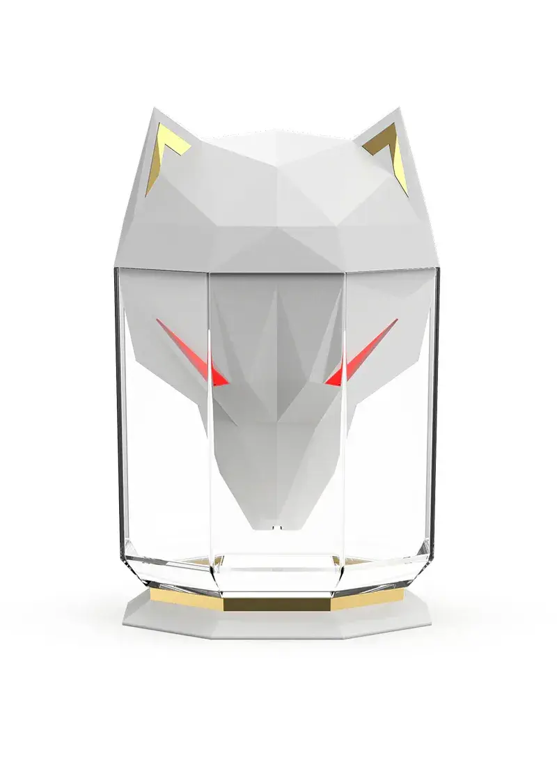 650ml Rechargeable Wolf Humidifier with Colorful LED Lights & Dual Spray Modes - White