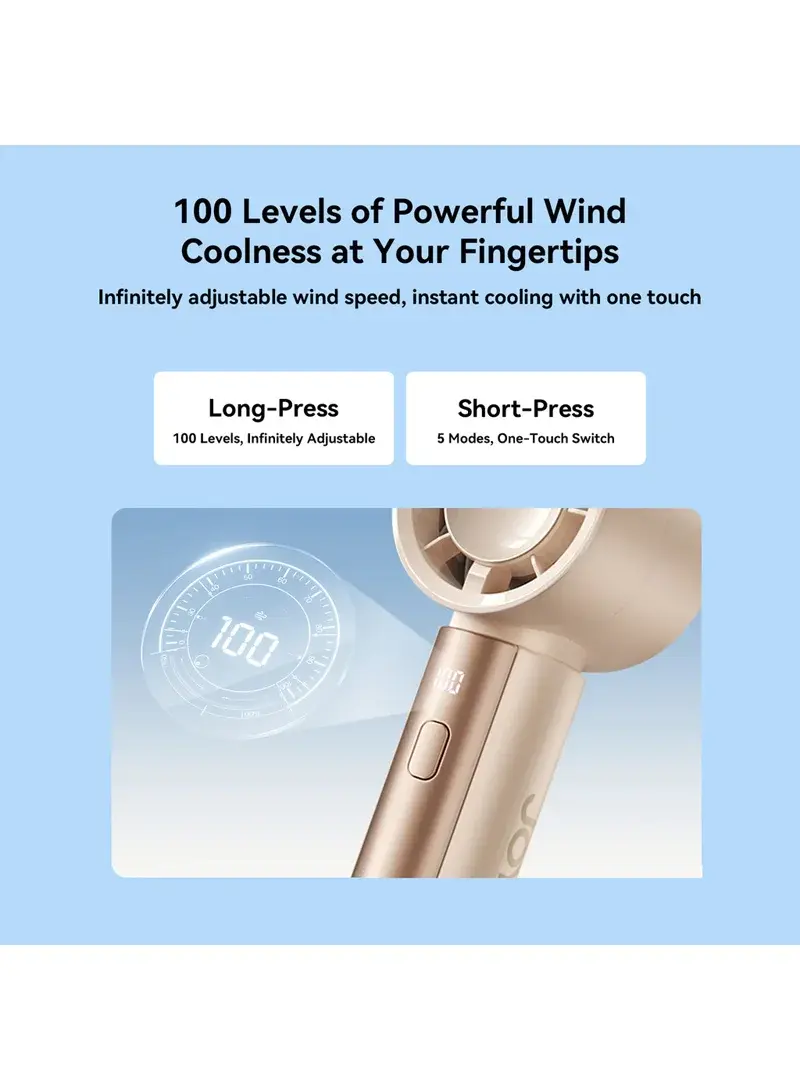2000mAh 100-Speed Fast Flow Handheld Compact Size High Speed Airflow & Adjustable Turbo Fan JR-CY716 - Morning Mist Rice