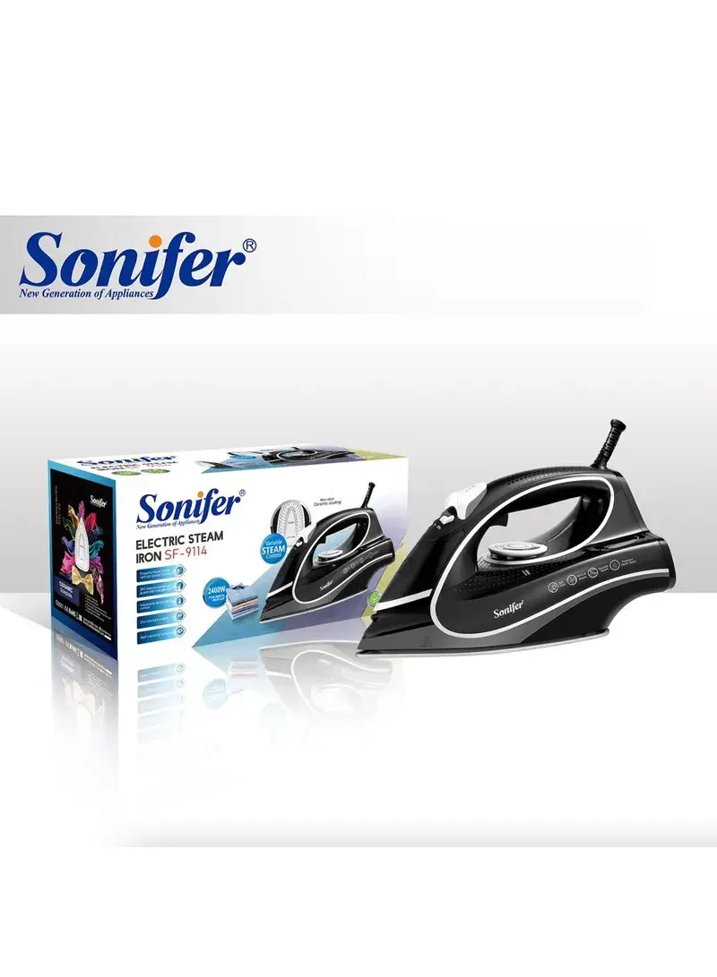 2400W Iron Steam With Adjustable Steam & Temperature Rate SF-9114 - Black