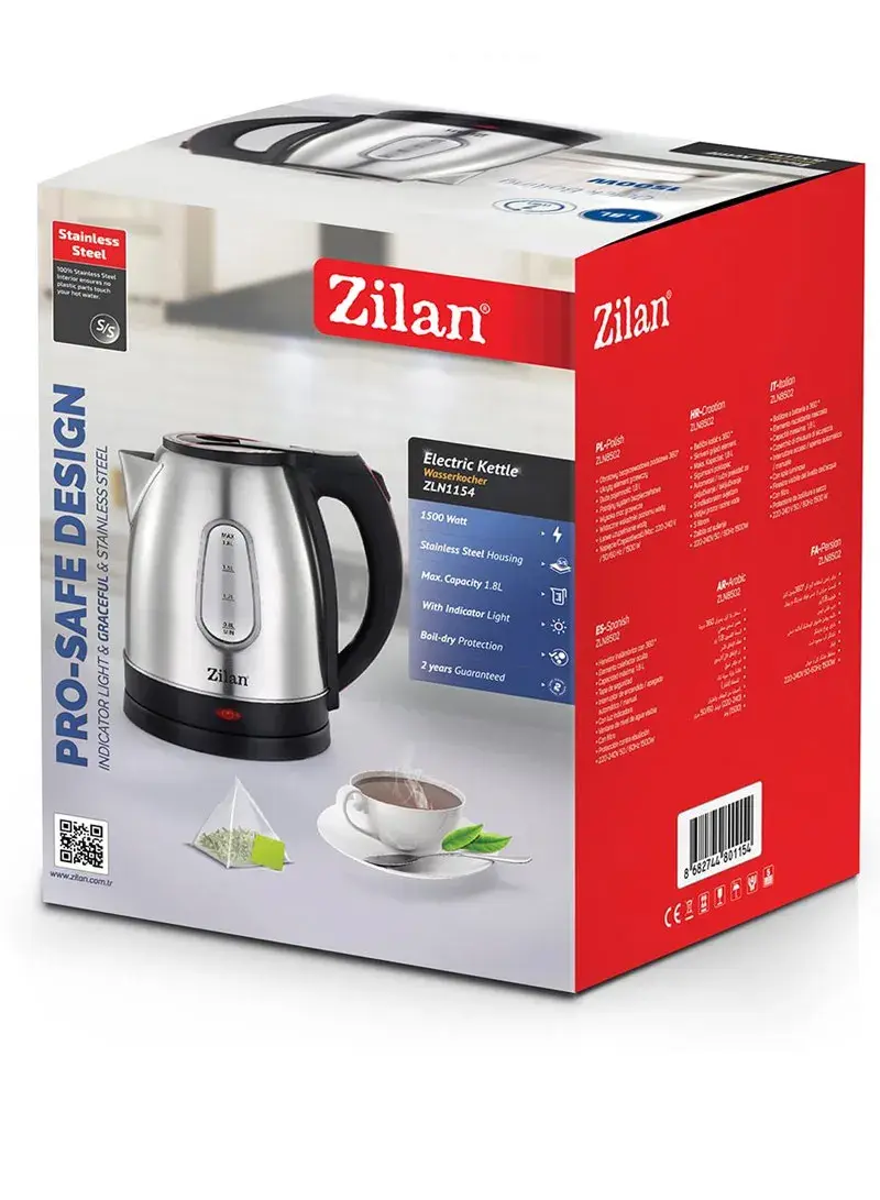 1500W 1.8L Stainless Steel Electric Water Kettle ZLN1154