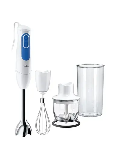 Braun MultiQuick 3 Hand Blender, Spaghetti Mixer, 2 Speeds, Splash Control, Dishwasher Safe parts, 350ml Chopper, Whisk and BPA-Free Plastic Beaker MQ3025