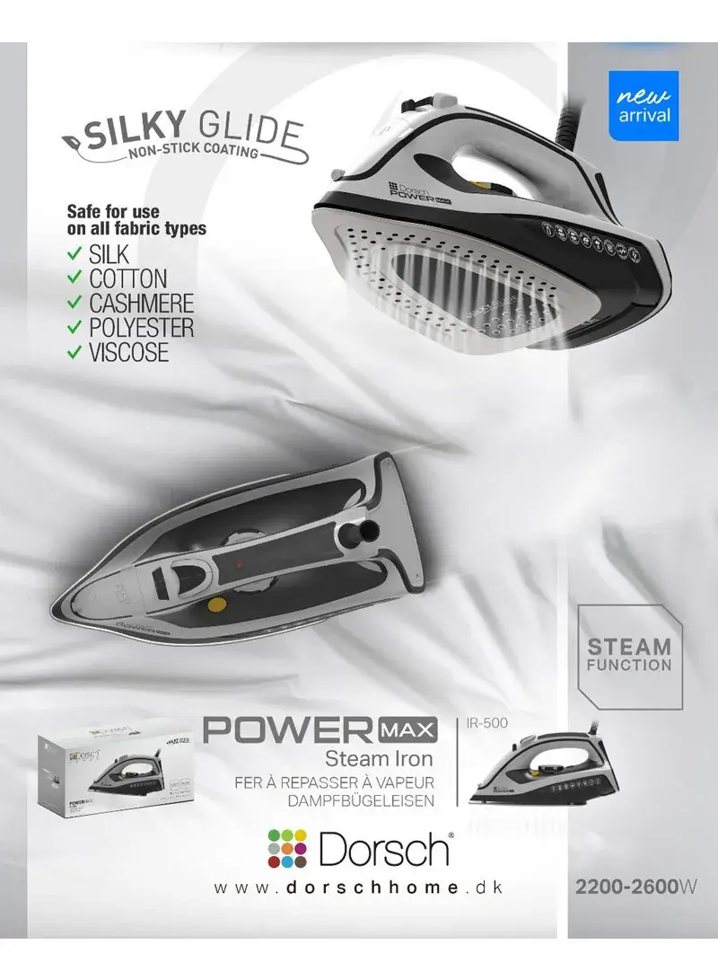 2600W Electric Steam Iron For Cotton, Polyester, Cashmere, Silk & Viscos DH-07720