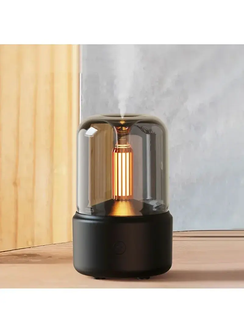 Air Humidifier Simulation Candlelight Aromatherapy Essential Oil Diffuser for Home Office Yoga Room DQ702 - Black