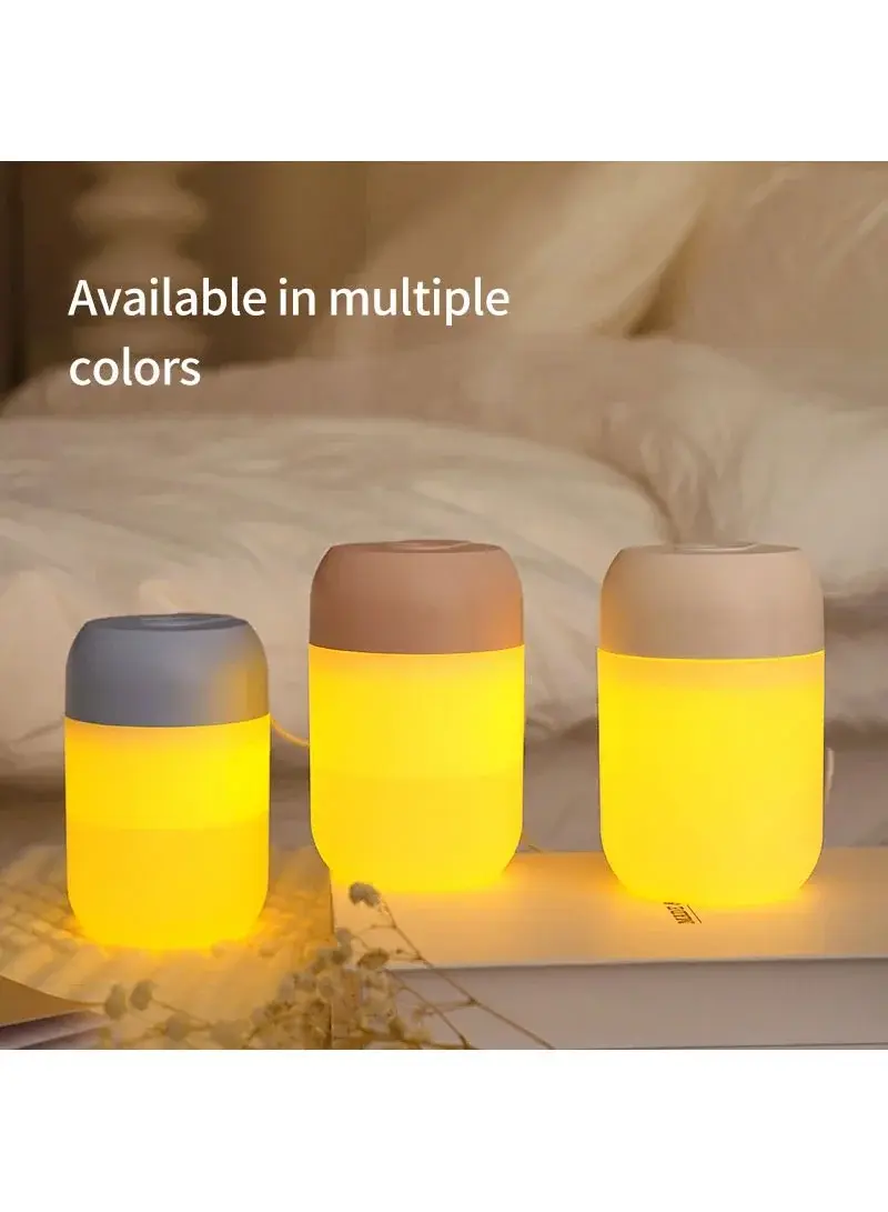 300ml Cool Mist Humidifier Quiet USB Personal Desktop Diffuser with Night Light for Car Travel Office Baby Bedroom Home - White