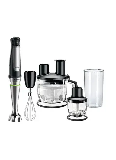 1000W Stainless Steel & Plastic Hand Blender With 1.5L Food Processor & 0.6L Beaker MQ7075X