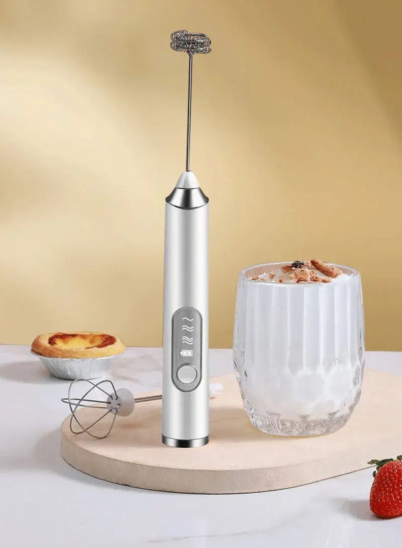 USB Rechargeable Automatic 1200mA Electric Handheld 3-Speed Foam Maker Food Frother & Whisker