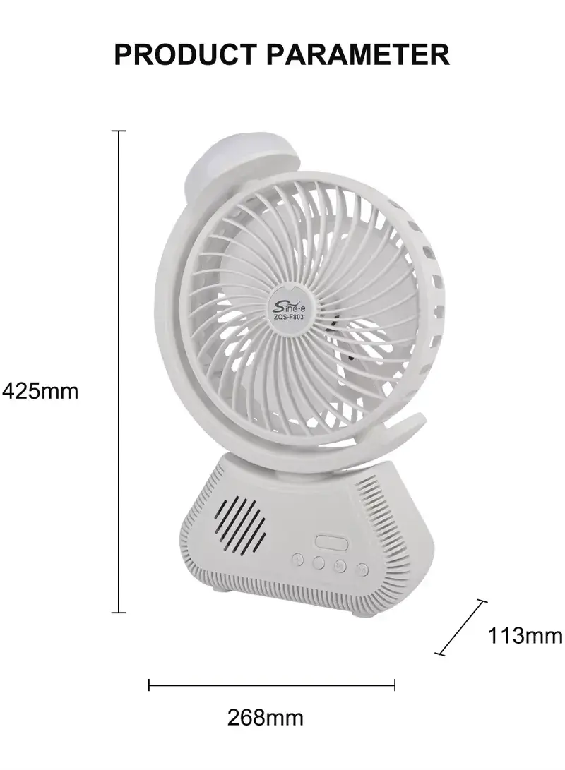 Multifunctional Rechargeable Desk Fan with Wireless Speaker ZQS-F803