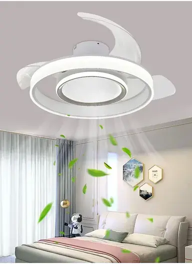 27-inch Invisible Blade Ceiling Fan Light with Full-Spectrum Eye Protection LED, Smart Voice & Remote Control 1736
