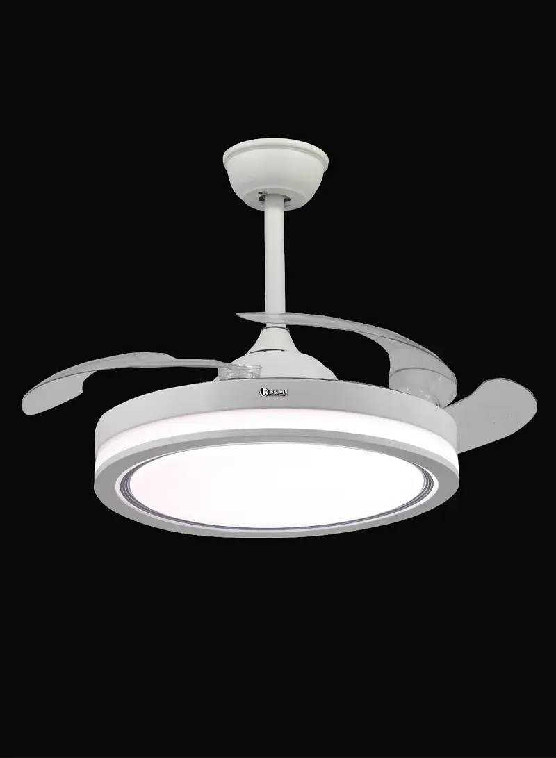 42-Inch Sleek Transparent Blade Ceiling Fan Light with Full-Spectrum Eye Protection LED, Smart Voice & Remote Control 1339 - Grey