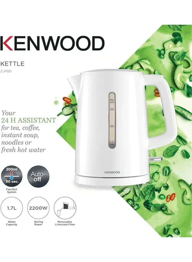 2200W 1.7L Cordless Electric Kettle with Auto Shut-Off & Removable Mesh Filter ZJPOOWH