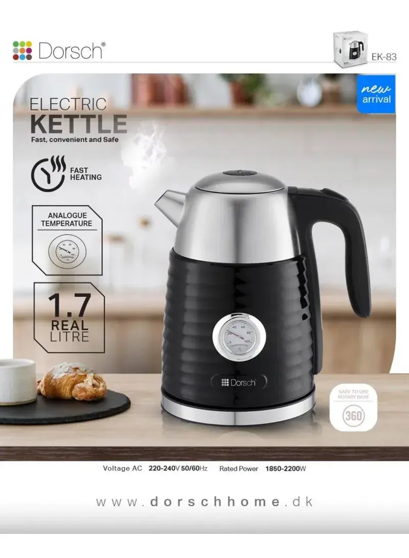 2200w 1.7L Electric Kettle Ek-83 with Analogue DH-07303  (W20 x H22)cm