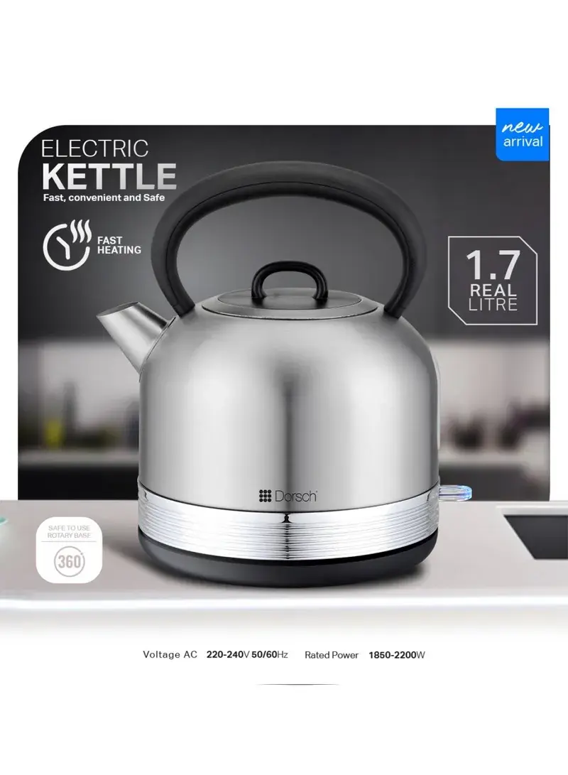 2200W 1.7L Eletric Kettle EK-58 With 360° Rotating Base & Indicator Light For Water Coffee Milk & Tea Boiling DH-07308
