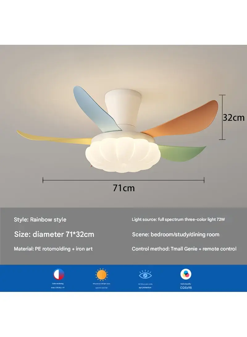 28-inch 2-in-1 Ceiling Fan Light with Remote, Full-Spectrum LED & Silent Motor 1683C - Multicolor