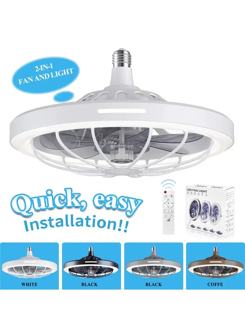 30W LED Ceiling Fan Light Smart Dimmable Remote Control Pendant Fan Lamp 3 Speed Adjustable LEC019 - White / White Cover