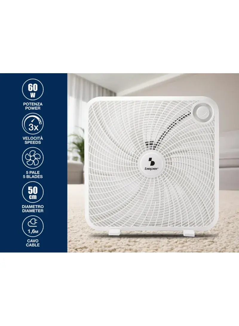 50cm 60W Box Fan With 3 Selectable Speeds P206VEN550