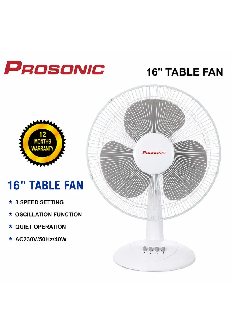 16" Pull-Cord Wall Fan, 40W, 3-Speeds with Oscillation WF-1602