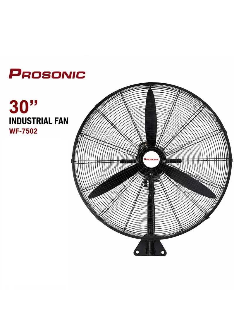 30" Industrial Wall Fan, 160W, 3 Metal Blades, French Plug WF-7502