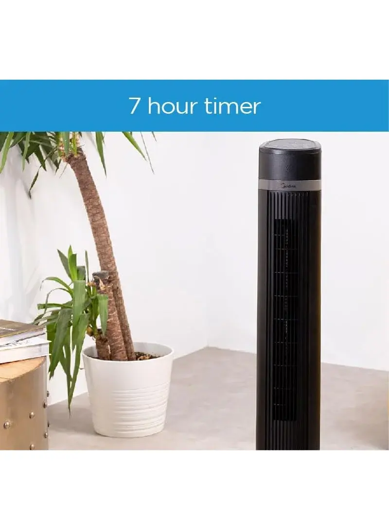 Tower Fan 45W, 5 Speeds, 3 Modes, 9-Hour Timer, Oscillation, Remote Control, Quiet Design MFZ-100R0BPK