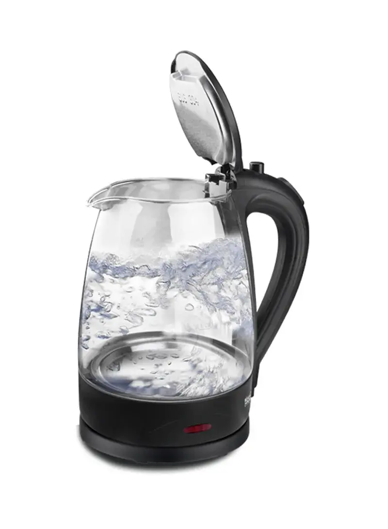 1850-2200W 1.8L Glass Cordless Electric Kettle With Automatic Switch Off & Indicator Light KK1129 (D15 x H33)cm - Black