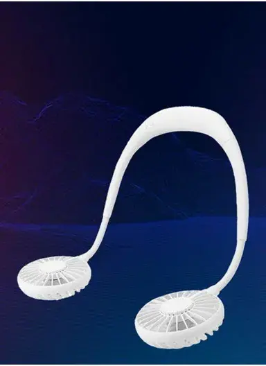 3 Speeds Hanging Neck Fan Low Noise USB Rechargeable 360 Degree Wearable Hand Free Portable Personal Mini LED Fan