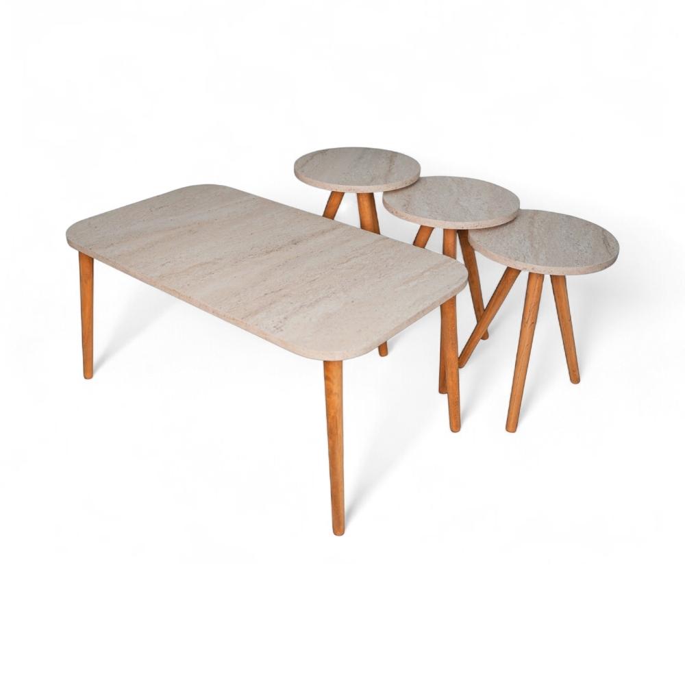 Set Jikon 3 Pcs + 1 Middle Table Traverten 92519