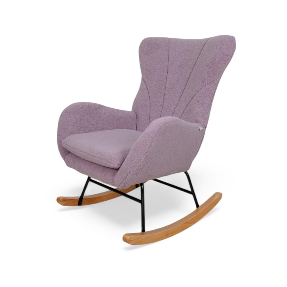 Rocking Chair Covered with Teddy Boucle PURPLE