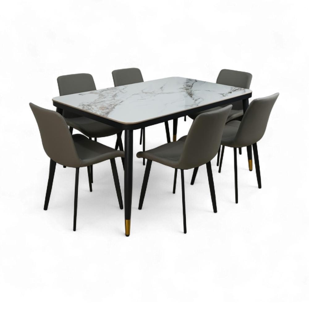 Table Georgia With 6 Chairs Brown