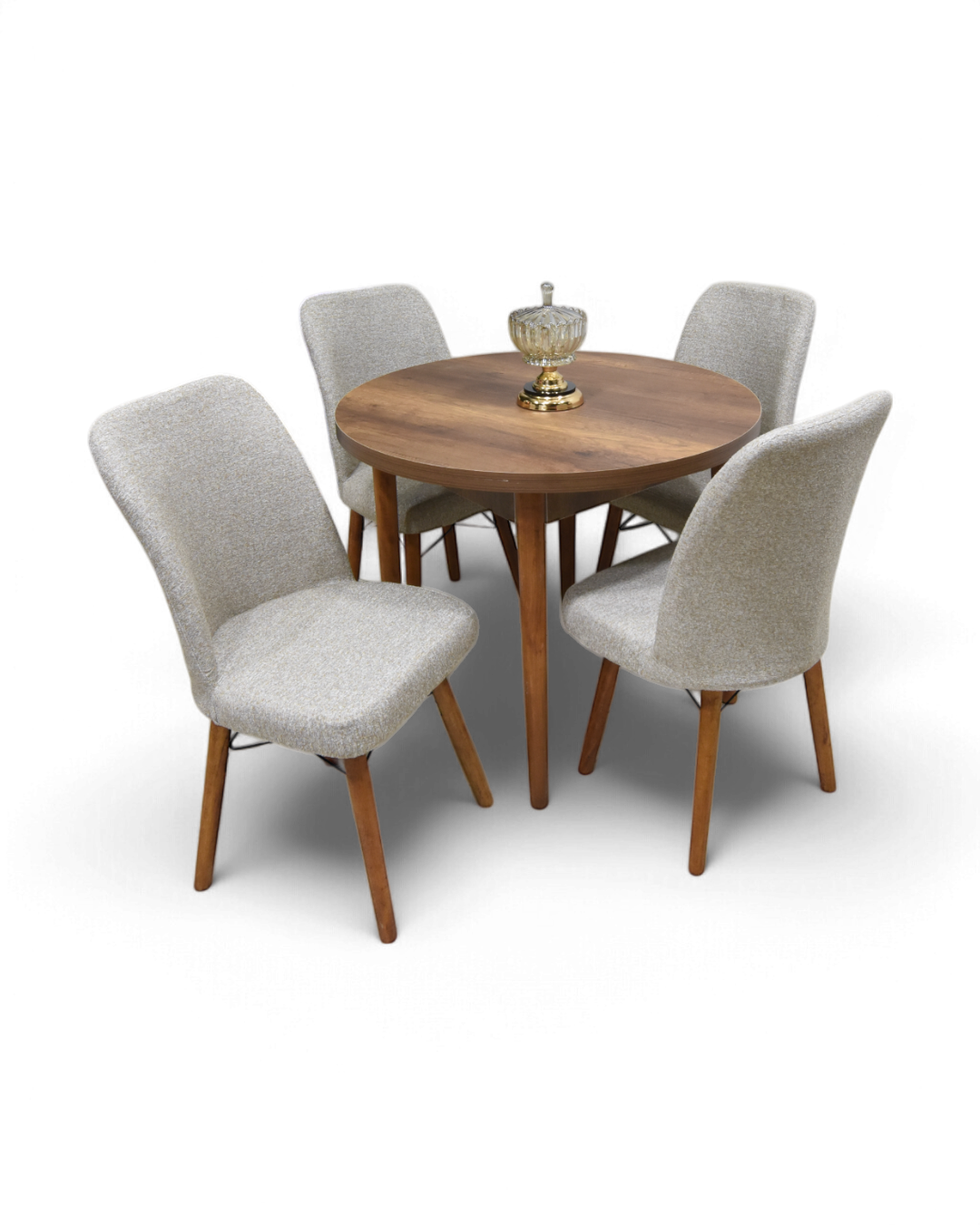 Valentina Round Table Brown with 4 Chairs Beij