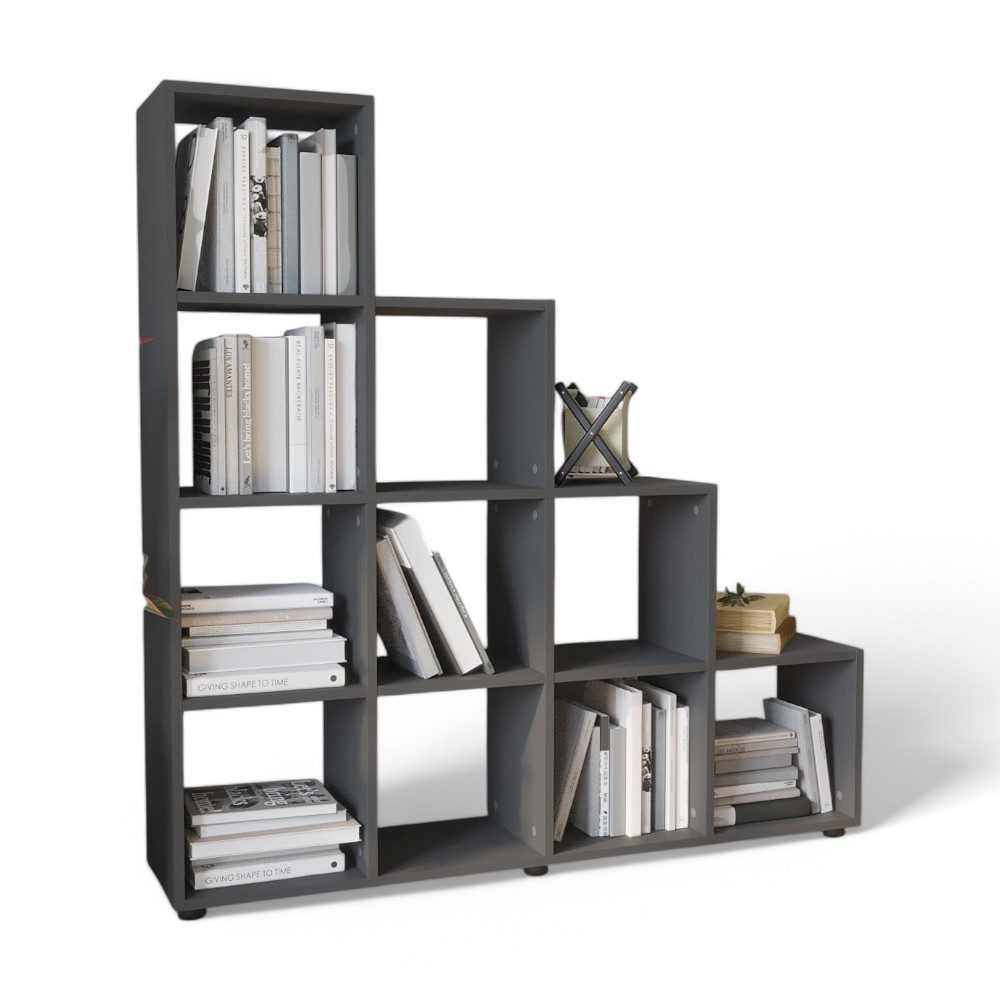 10 Shelves Stair Bookshelf Anthracite