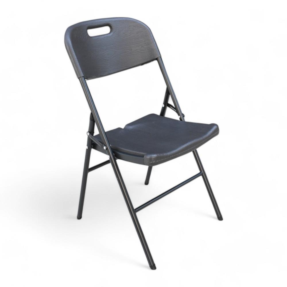 Rattan Folding Chair Dark Grey 86 x 46.5 x 49cm
