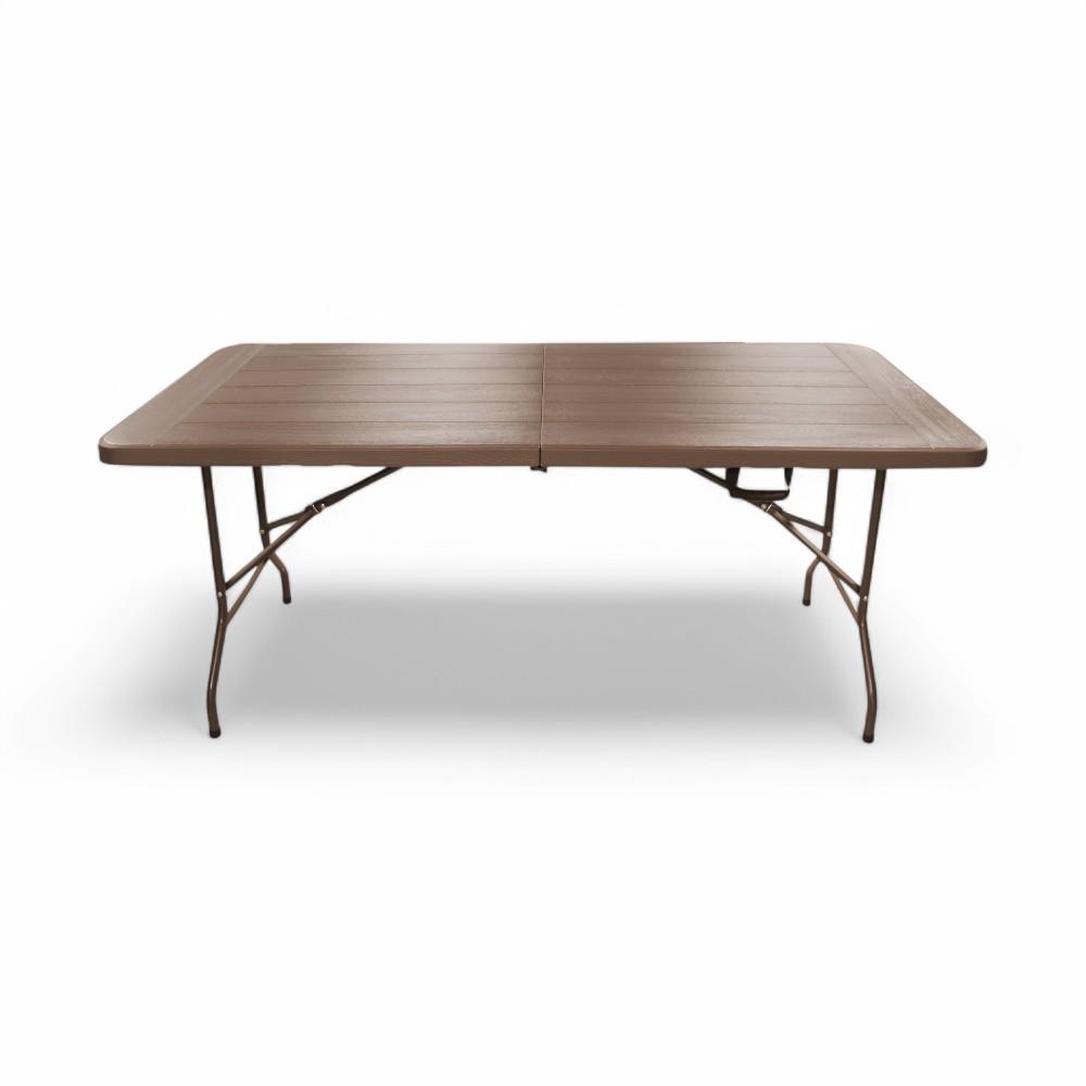 Foldable Table 180 x 75 x 73 PLASTIC Panel Brown