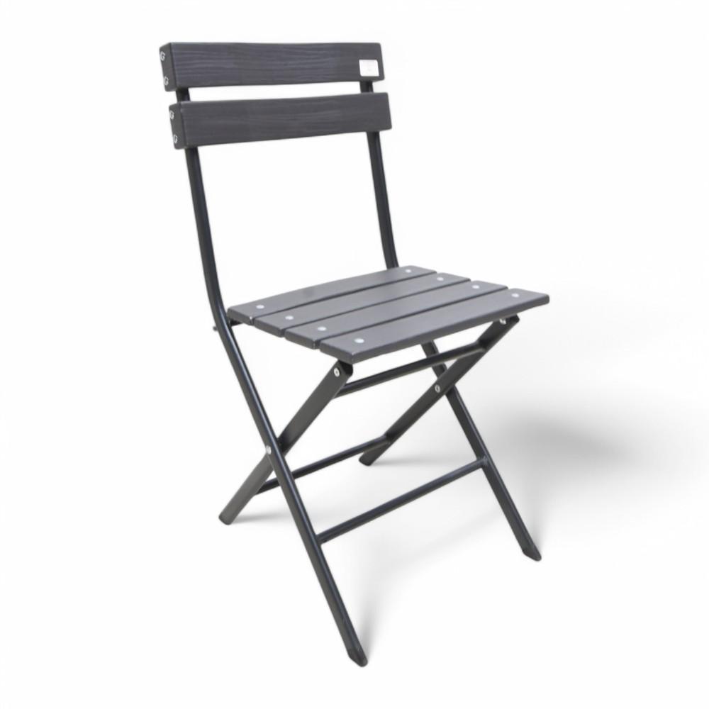 Folding Chair Wood Grain Dark Grey