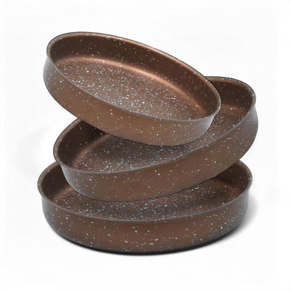 Granite Tray Set 3PCS 32cm - 34cm - 36cm Brown AIDI