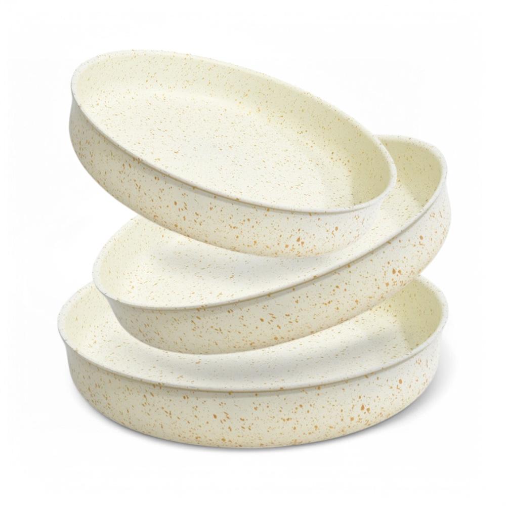 Granite Tray Set 3PCS 32cm - 34cm - 36cm Cream AIDI