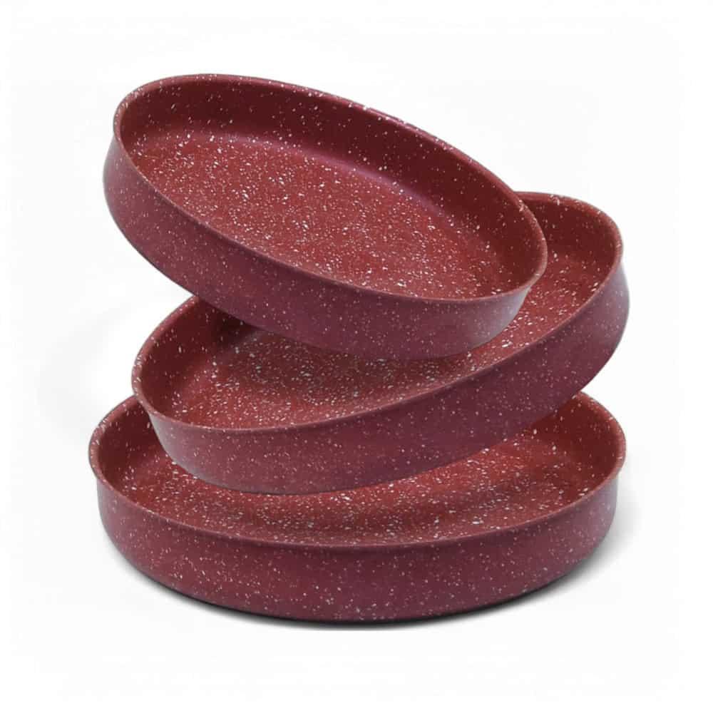 Granite Tray Set 3PCS 32cm - 34cm - 36cm Red AIDI