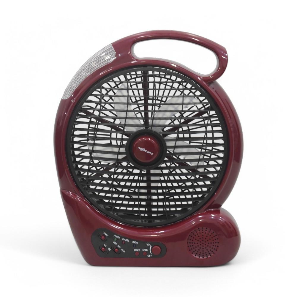 MS Sonic Oscillating Fan Rechargeable Radio 10inch