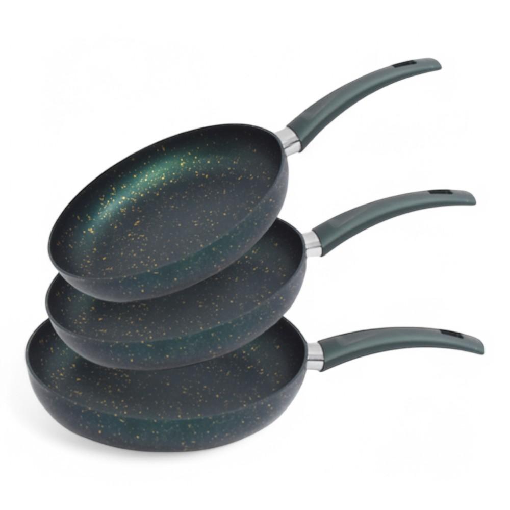 Granite Pan Set 3PCS 22cm - 24cm - 26cm Green AIDI
