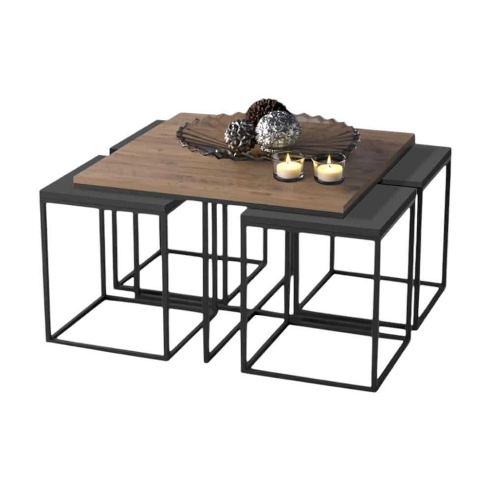 Set Square Tables 4 Grey+1 Brwon