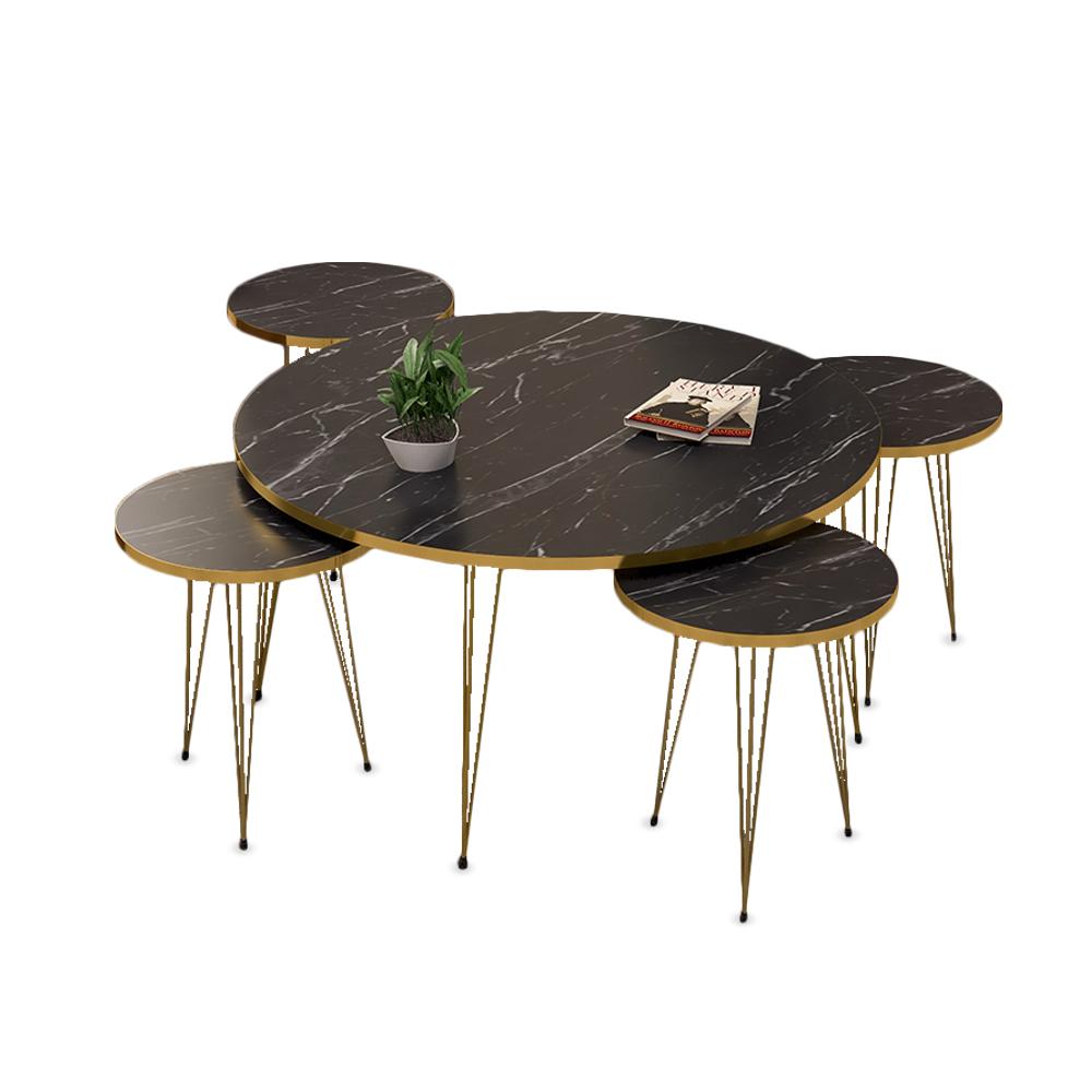 Table Set 4 +1 Black Circle