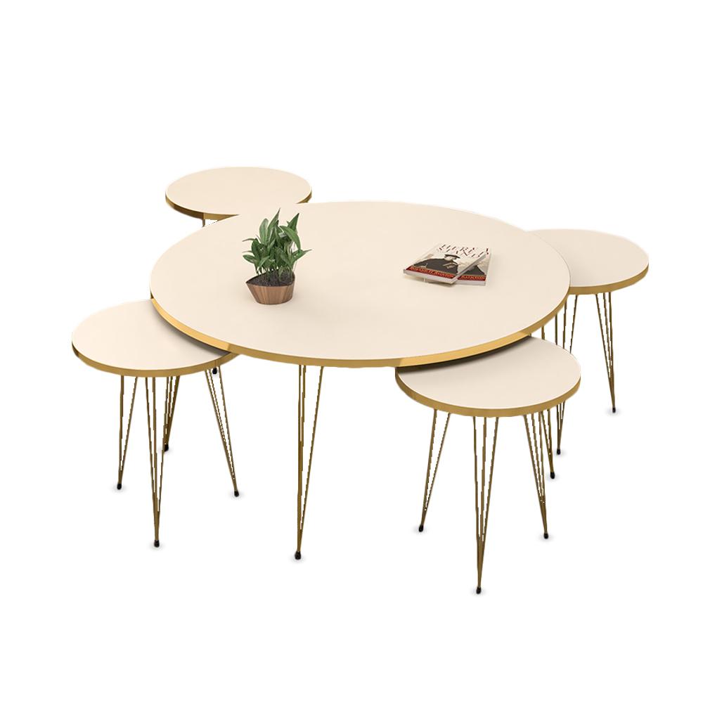 Table Set 4 +1 Plain White Circle -