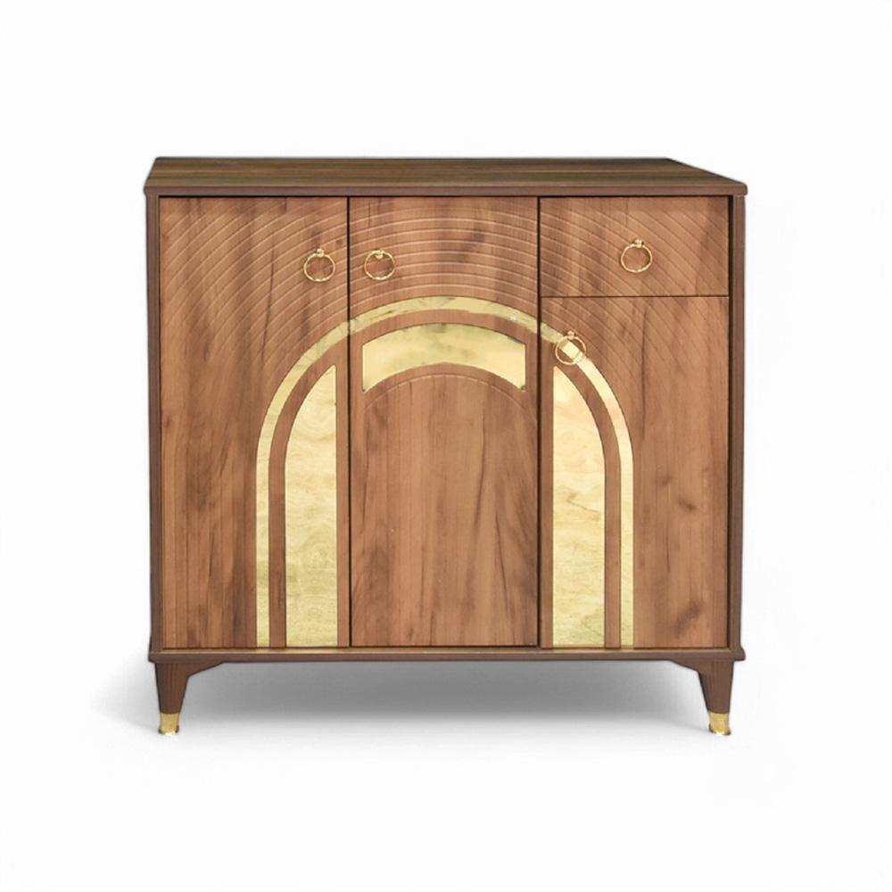 Shoes Cabinet 3 Doors Brown with Mirror