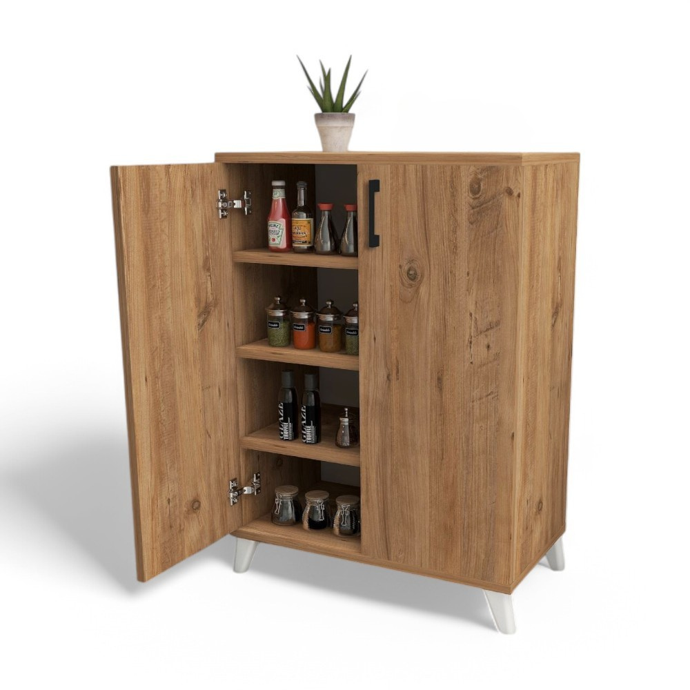 MULTIFUNCTIONAL CABINET with 2 DOORS 4 SHELVES - PINE