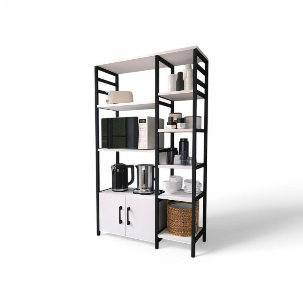 MULTIFUNCTIONAL CABINET with 2 DOORS 8 SHELVES - White