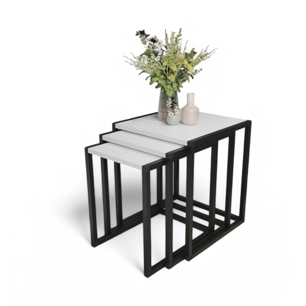 METAL NESTING TABLE - WHITE