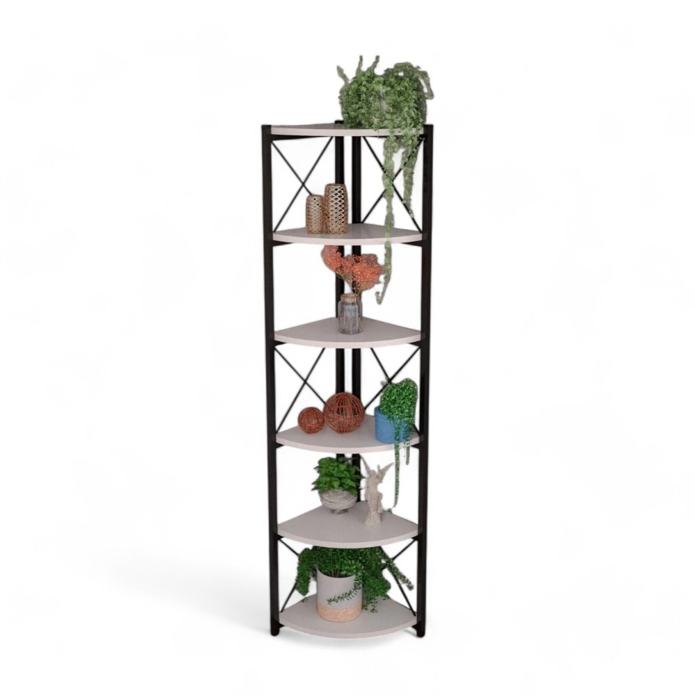 Corner Stand 6 Shelves White