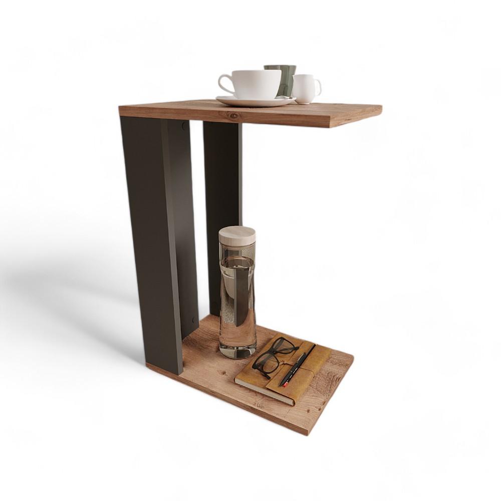 WHEELED COFFEE TABLE - Pine/anthracite