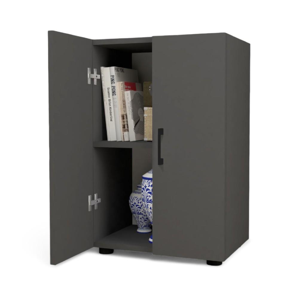2-door Storage Cabinet with 2 Shelves - ANTHRACITE