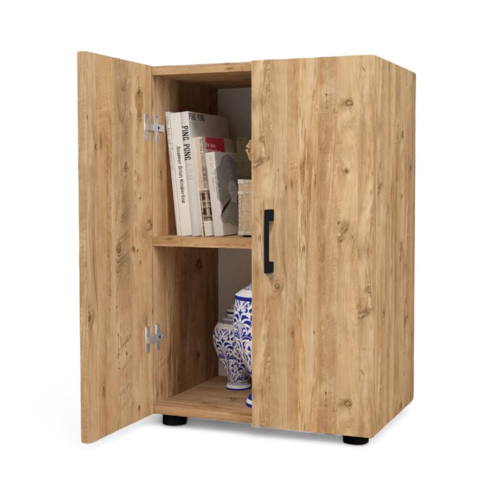 2-door Storage Cabinet with 2 Shelves - PINE