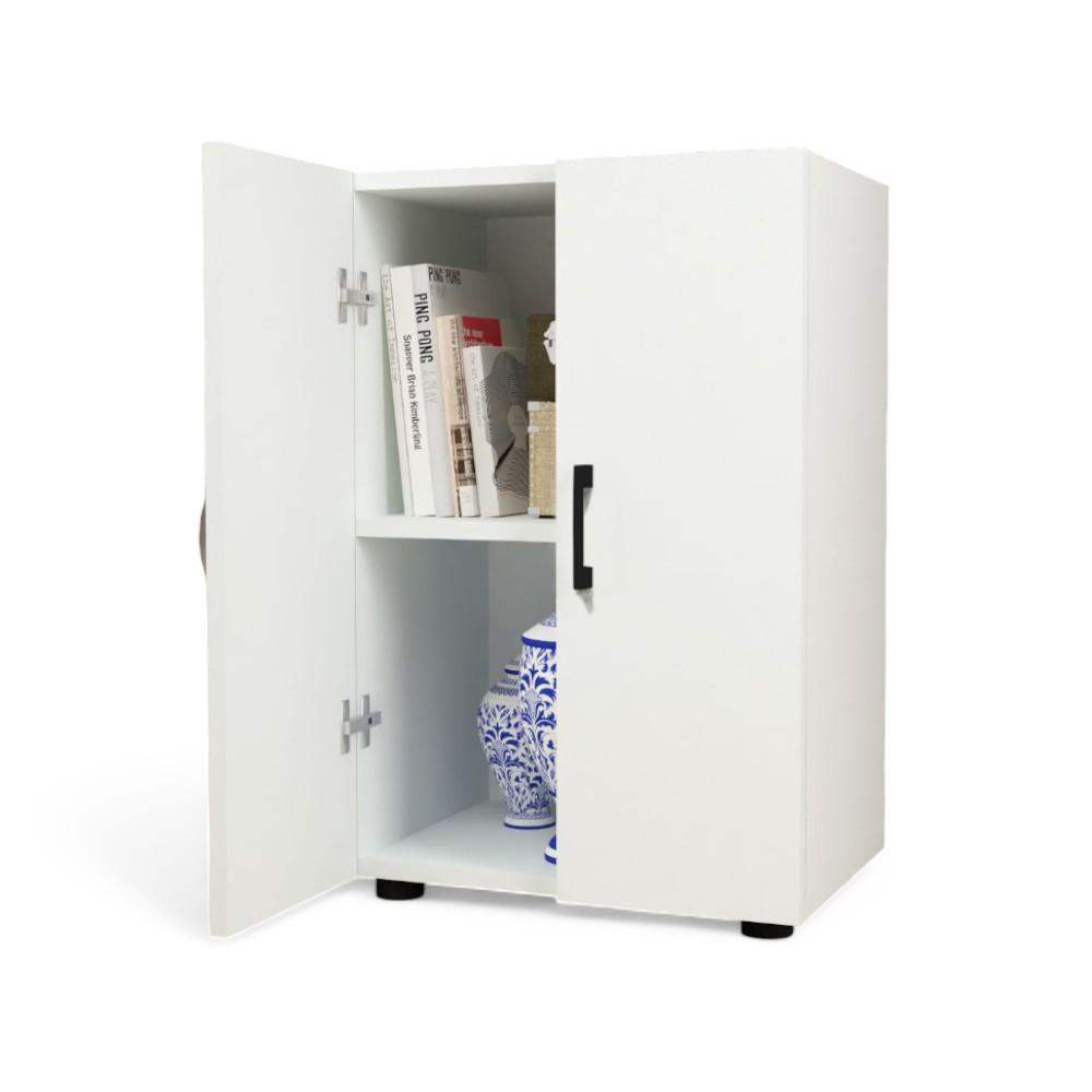 2-door Storage Cabinet with 2 Shelves - WHITE